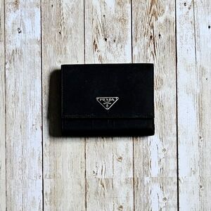 Prada Tessuto Nylon & Saffiano Leather Trifold Wallet